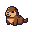 A pixel-art capybara from the campus Capybara Spa, sitting contentedly